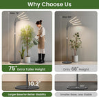 LBW Grow Lights for Indoor Plants, 75" Tall Full Spectrum Plant Grow Light | 228 LEDs Full Spectrum Grow Light with Stand, 6/8/12/16H Timer, 3 Color Modes, 360°Flexible Gooseneck, 4 Heads, Black