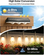 Solar Fence Lights Outdoor, Warm White & RGB 7 Color Changing, IP65 Waterproof, Dusk to Dawn Solar Deck Light for Patio, Railing, Pool, Porch, Backyard, Wall Decor, 8 Packs