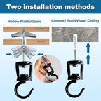 ONIKK Ceiling Hooks for Hanging Plants (2 PCS Black), Heavy Duty Metal Plant Hooks, Screw in Hooks for Hanging Birdfeeders, Lamps, Planters, Indoor Outdoor Wall Baskets Hooks up to 33 lbs