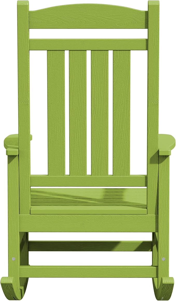 KINGYES Outdoor Rocking Chair Set of 2, High Density Polyethylene Patio Rocking Chairs with 330lbs Support for Adults, Pistachio Green