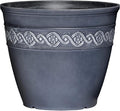 Classic Home and Garden Corinthian Resin Planter Pot - Outdoor & Indoor Plant Pot - Round Planter for Plants & Flowers (8" Storm Gray, Pack of 1)