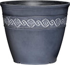 Classic Home and Garden Corinthian Resin Planter Pot - Outdoor & Indoor Plant Pot - Round Planter for Plants & Flowers (13" Storm Gray, Pack of 1)