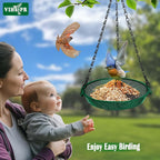 Hanging Platform Bird Feeder, 9 in, Green | Stainless Steel Mesh Tray, For Small Birds, Garden & Patio