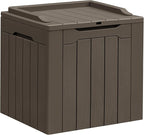 Greesum 31 Gallon Resin Deck Box All Weather Outdoor Storage Boxes for Patio Furniture Set,Outdoor Toys,Garden Tools,Brown