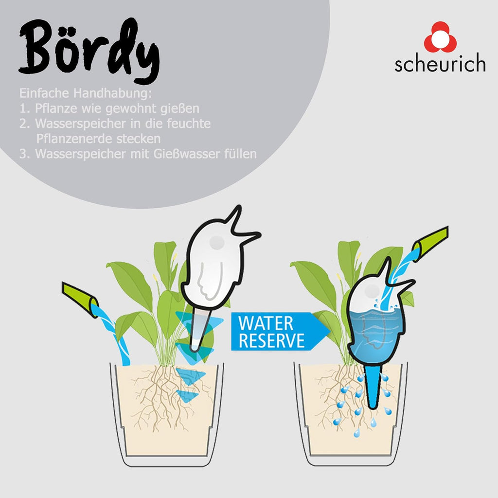 Scheurich Bördy M, Waterreserve Water Dispenser Made of Plastic and Clay Cone, Orange, 20 cm High, 0.22 L Vol.