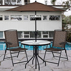 Goplus Folding Sling Chairs Sets of 4 w/Armrests & Adjustable Back | Portable Chairs for Patio Garden Pool Outdoor & Indoor