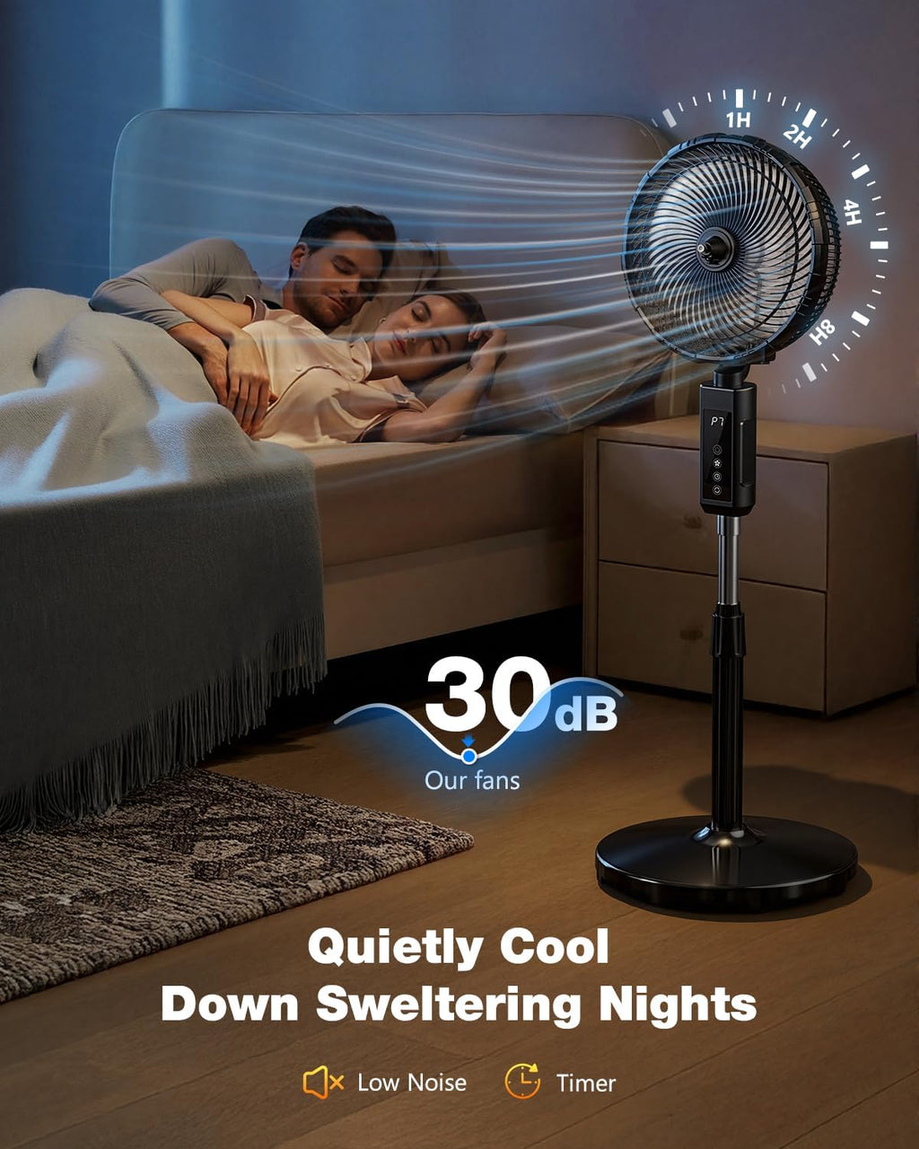 outdoor misting fan for outside, 12-inch 20000mah portable, front angle view