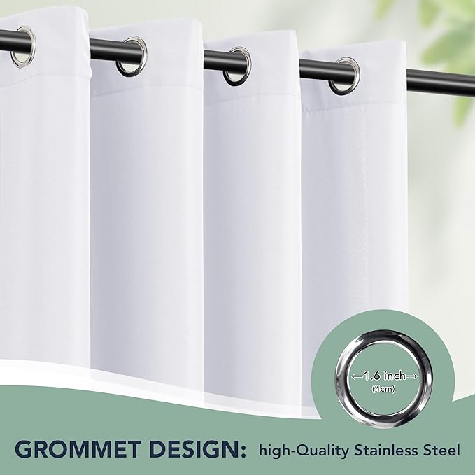 White Outdoor Curtains for Patio Waterproof - 6 Panels Privacy Weatherproof Outside Curtains with Grommets for Pergola, Gazebo, Porch, Cabana, Balcony, 54 x 84 Inch