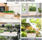 VIVOSUN Self-Watering Planters, 8-Pack 10.5 Inch Compact Rectangular Window Herb Planter Box with 10 PCS Plant Labels, Plant Container for Basil, Flowers, Succulents, Indoor & Outdoor