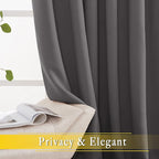 NICETOWN Blackout Sliding Glass Door Curtain 90 inches Long, Grommet Thermal Insulated Light & Heat Blocking Curtain & Drape Window Treatment for French Door (Grey, W80 x L90, 1 Panel)