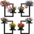 2 Tier Wall Mounted Plant Shelf, Rustproof Iron Hanging Plant Holder, Matte Black Wall Planter Rack Fit 3-5.5 Inch Pots for Home Living Room Balcony Decor 4-Pack