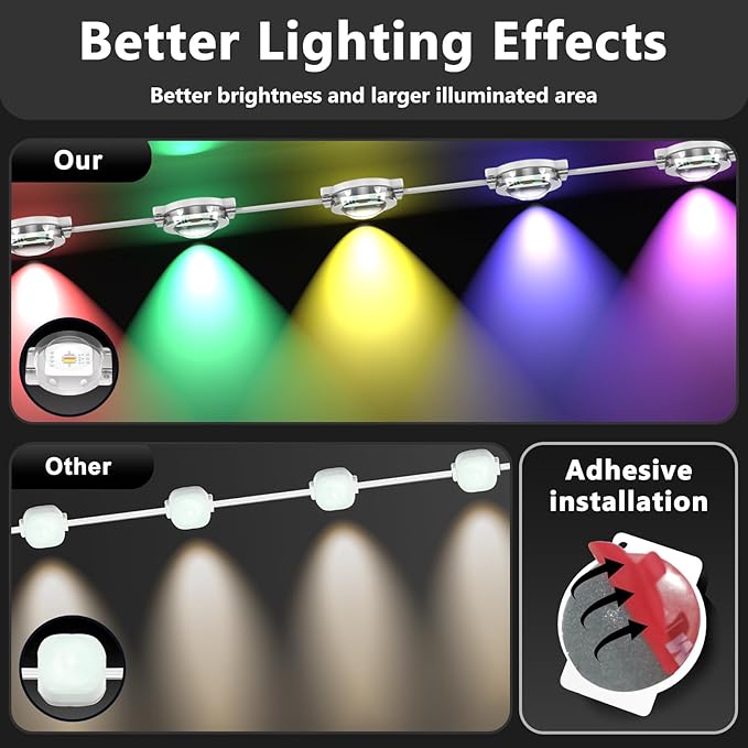 200FT Permanent Outdoor RGB Lights, IP67 Waterproof Smart Eave Lighting, with App/Remote Control Eaves Light, DIY LED Scenes Modes for House Roof Decor,Christmas,Party