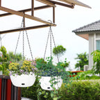 sungmor self watering hanging planter for indoor plants, front angle view
