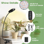 LED Grow Light, Clip On Plant Lights for Indoor Growing with 3,6,12 H Timer, 10 Dimmable Levels Grow Lights for Indoor Plants Full Spectrum, for Houseplants, Bonsai, Pot Plant (1-Pack)