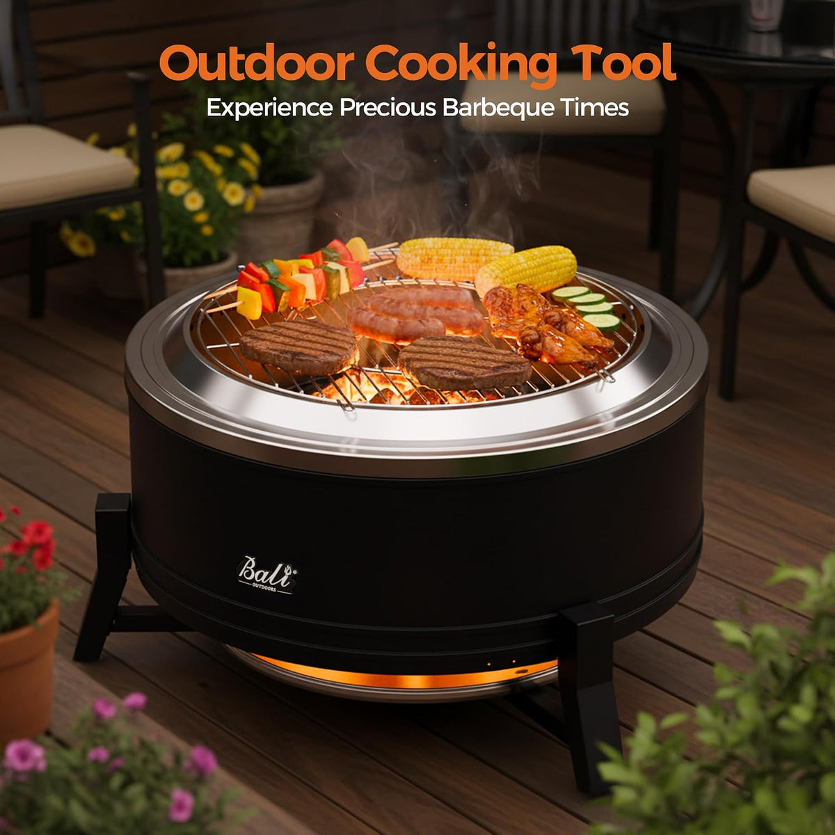 large outdoor fire pit for smokeless firepit wood shown in use
