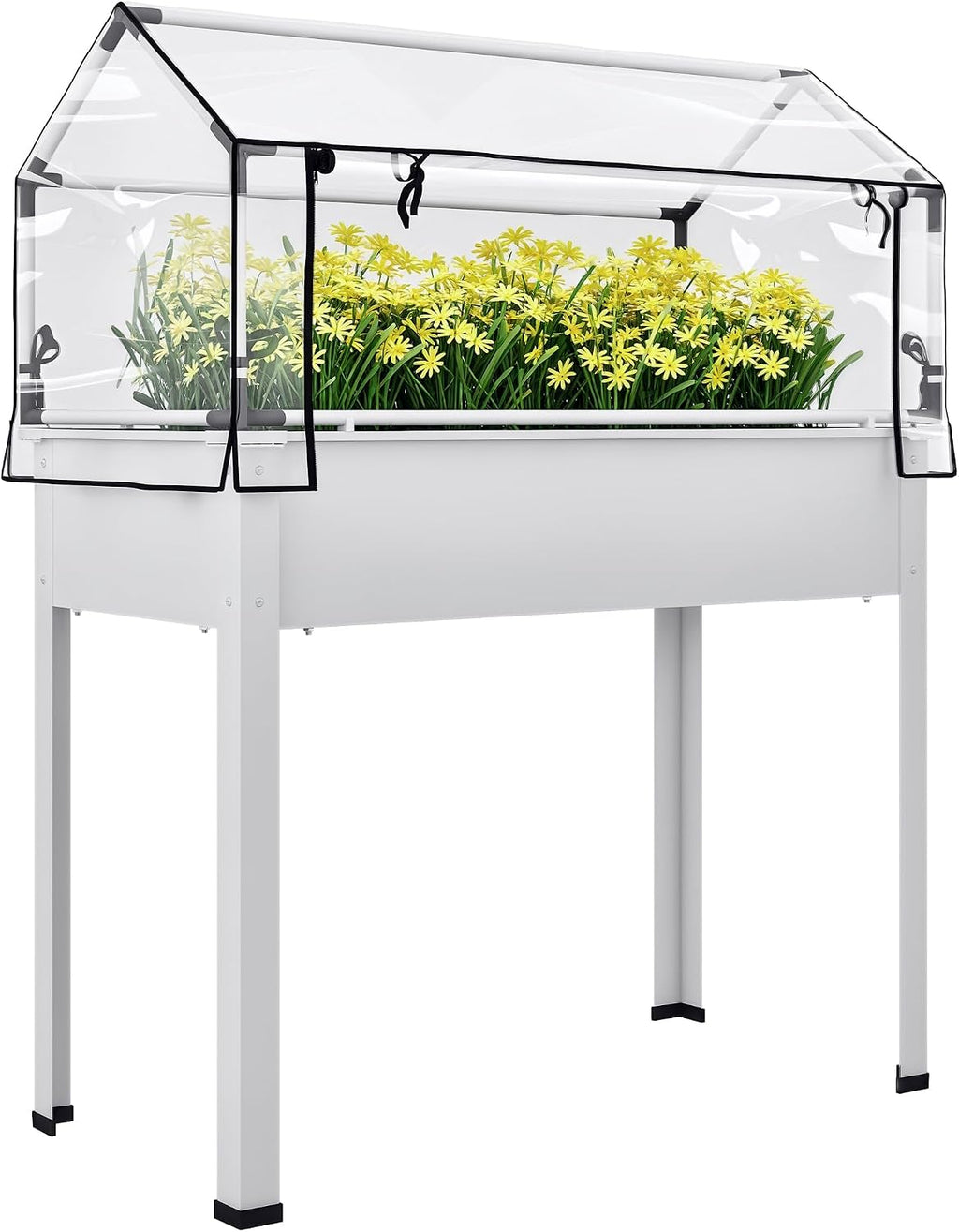 outsunny raised garden bed with flip-up cover, 39.4"x18.9"x48.8", main product view