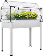outsunny raised garden bed with flip-up cover, 39.4"x18.9"x48.8", main product view
