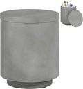 HOMCOM 2.6 Gal Outdoor Cooler Side Table, 3-in-1 Cool Coffee Table with Storage, Removable Ice Bucket and Lid, Concrete Small Patio Table for Party, Poolside, Deck, Gray