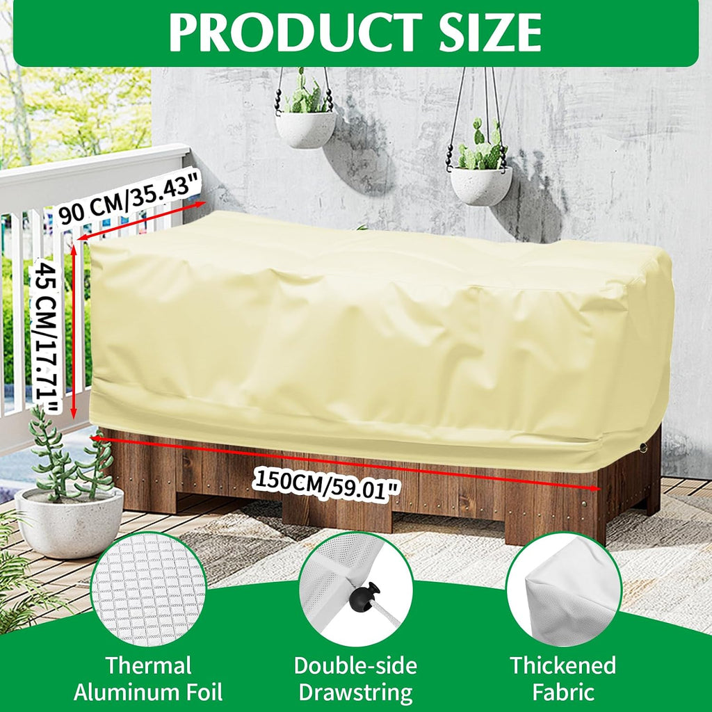 59" x 35" x 17" upgraded insulation raised shown in use