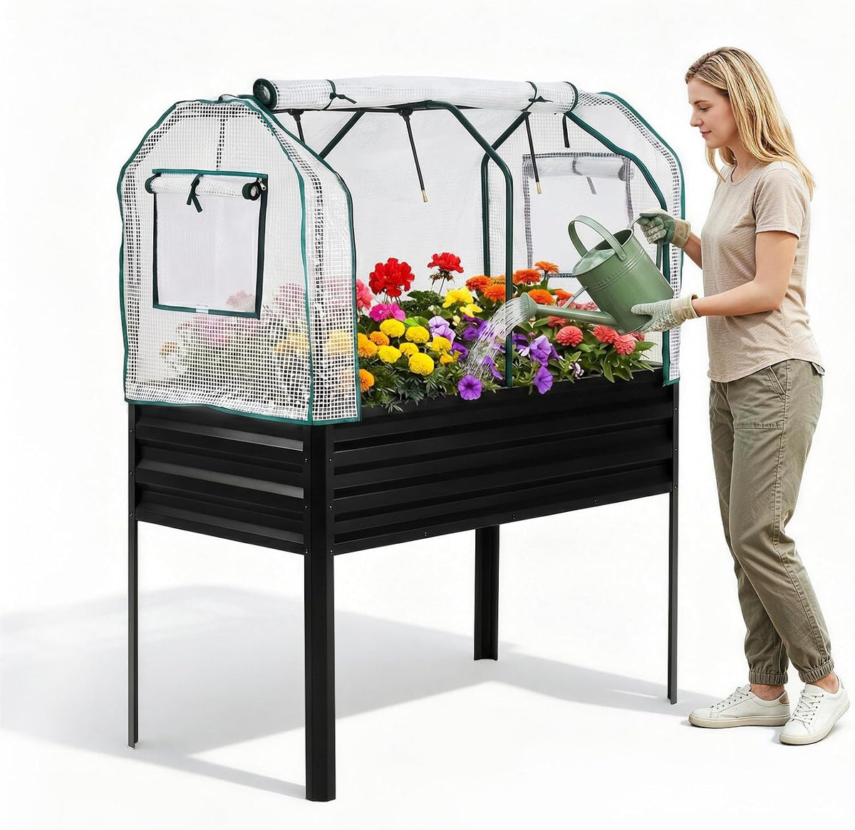 48×24×56in galvanized elevated raised garden bed with legs, main product view