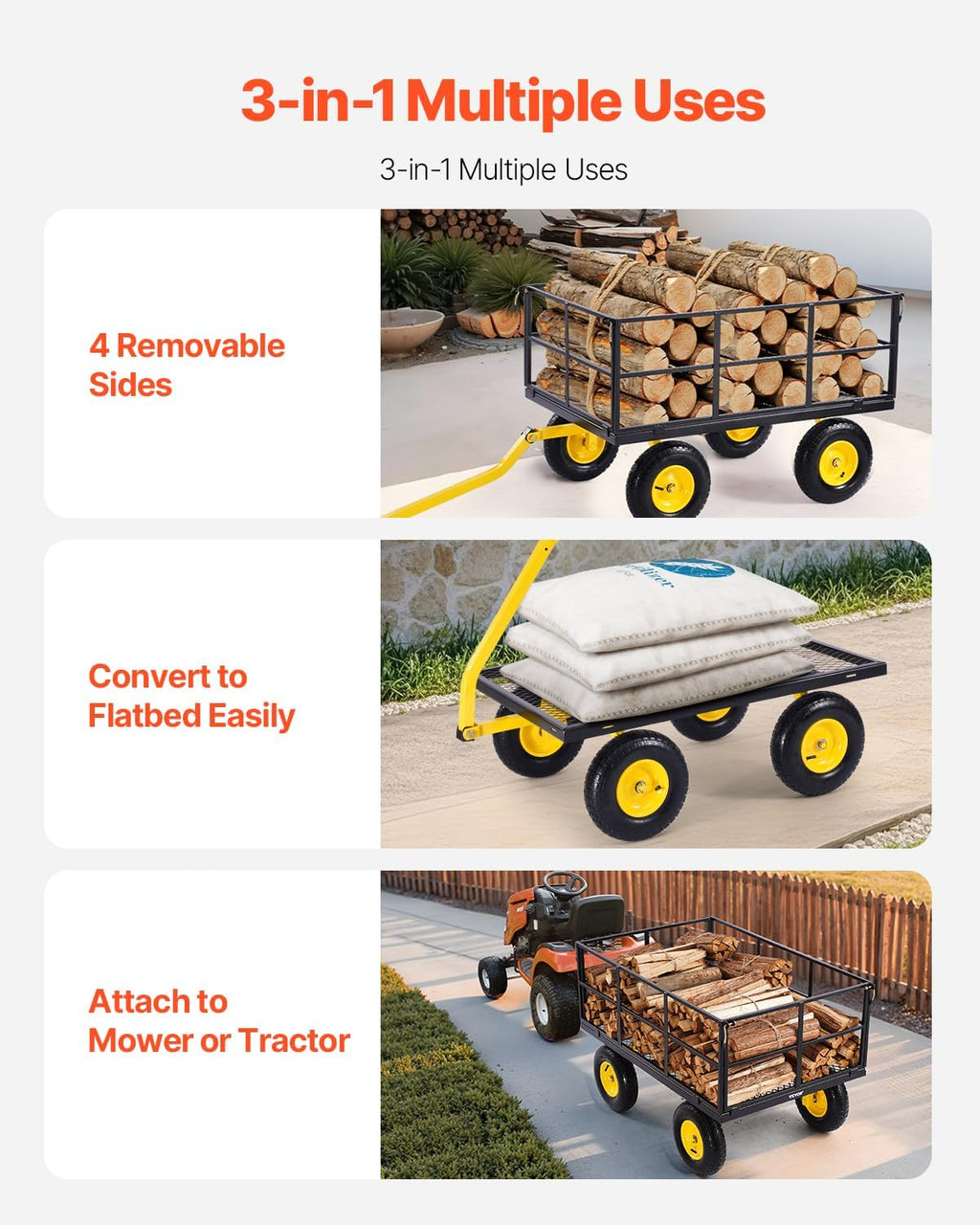 vevor 1400 lbs steel garden cart, heavy duty, close-up detail