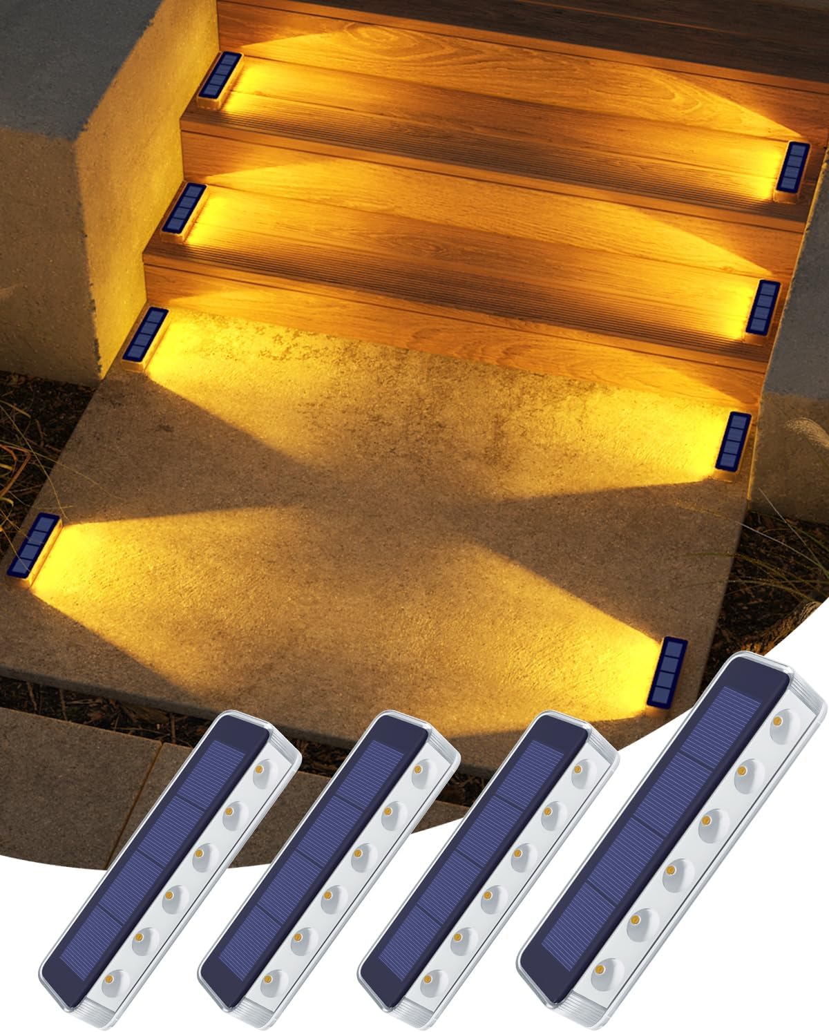 detarzinled solar step lights outdoor ip68 waterproof 4, main product view