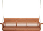 Amish Casual 6 Foot Roll Back Porch Swing with Cup Holders in Cedar Stain - Amish Made in The USA from Treated Pine Heavy Duty 700 Lb. Weight Capacity