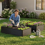 COMHOMA Galvanized Raised Garden Bed,Large Metal Planter Box for Outdoor Vegetables,Corrugated Steel Herbed Plants Container,Extra Deep Gardeners Kits with Open Bottom (2, 8x4x2FT)