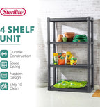 Sterilite 4-Pack 4 Shelf Unit, Heavy-Duty Shelving Storage and Utility Rack - Standing Plastic Organizer Shelves for Kitchen, Bathroom, and Garage