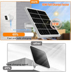 Solar Panel for Security Camera 2 in 1 Port 10W Ring Camera Solar Charger Compatible with Ring Spotlight & Stick Up Outdoor Cam Battery, IP65 Waterproof &16.4ft Long Cable with USB-C/DC Ports