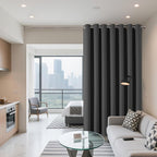 Joydeco Blackout Patio Sliding Door Curtains 84 Inches Long, Grommet Privacy Room Divider Curtains, Extra Wide Thermal Blackout Drapes for Bedroom Living Room (Grey, 80Wx84L, 1 Panel)