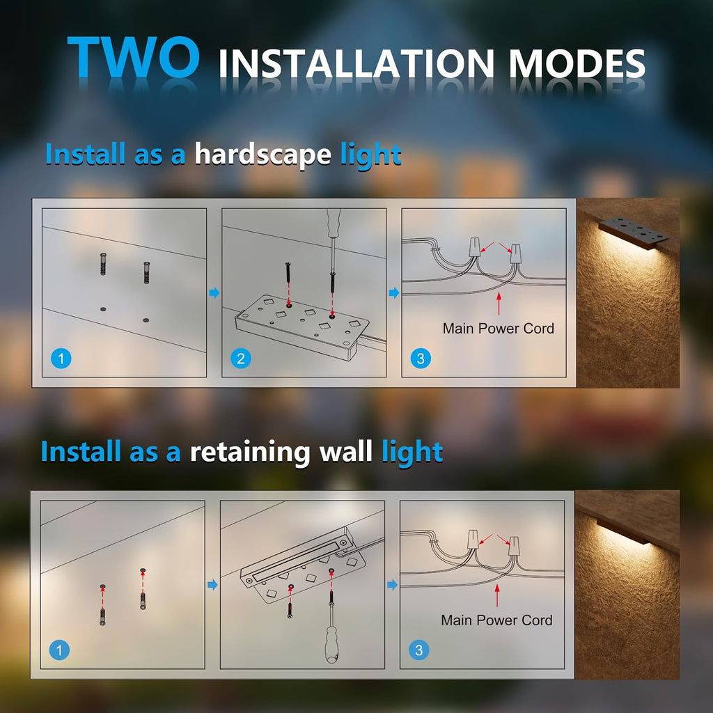 VOLISUN 7 Inch Retaining Wall Lights, 2700K Hardscape Lighting, 12 Pack | IP65 Waterproof, Cuttable Low Voltage Landscape Lighting, 12V Paver Lights, 3W Outdoor Step Lights, ETL