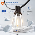 addlon 25FT LED Outdoor String Lights Waterproof Patio Lights with 9 Shatterproof ST38 Replaceable Bulbs(1 Spare), Dimmable Outside Hanging Light Connectable for Porch, Backyard, 2200K Warm Yellow