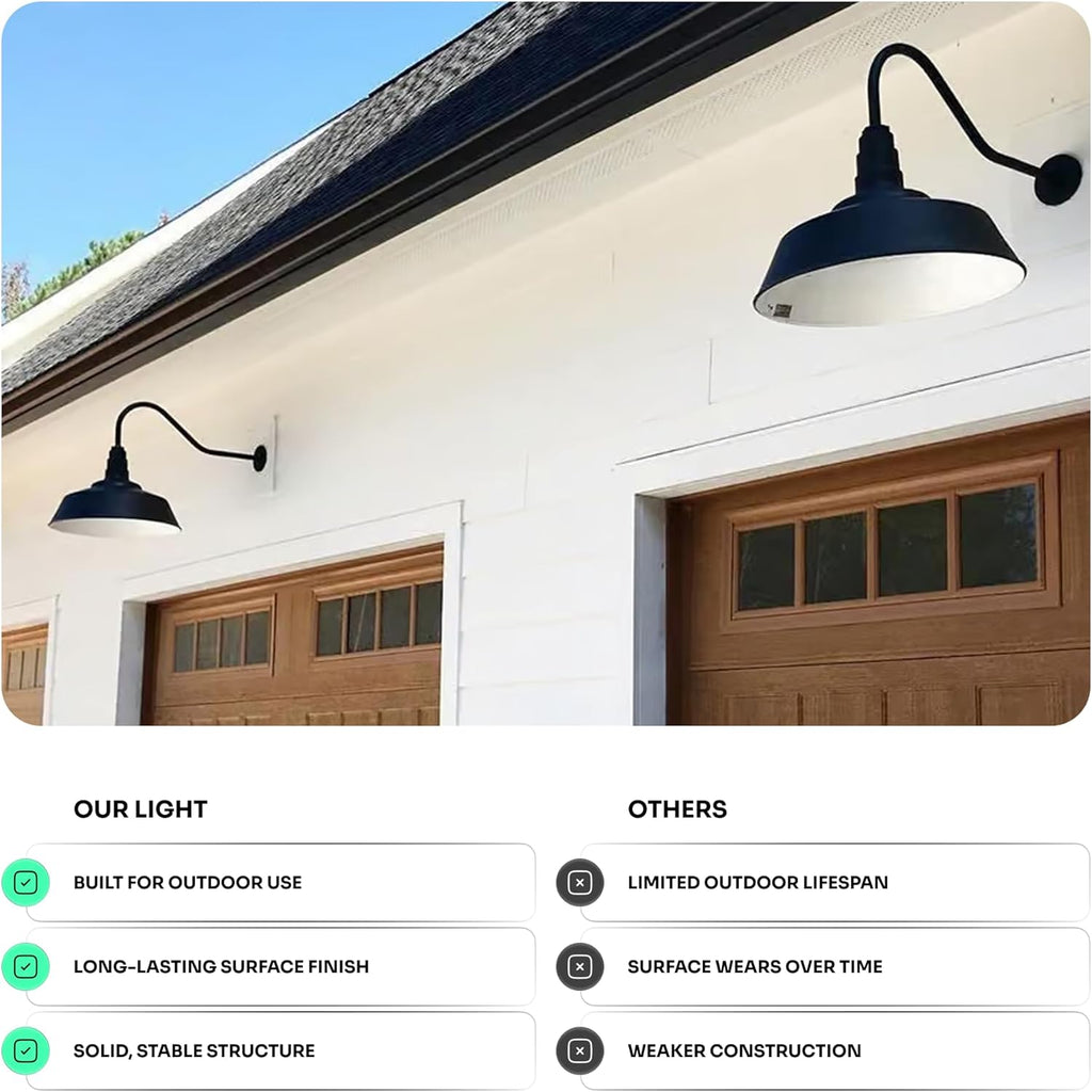 23" Gooseneck Large Barn Light 20" Dome | Outdoor Barn | Cream/Brass