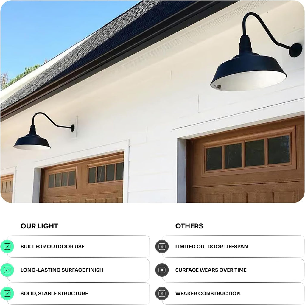 Upslope Gooseneck Large Barn Light 20" Dome | Outdoor Barn | Dark Bronze