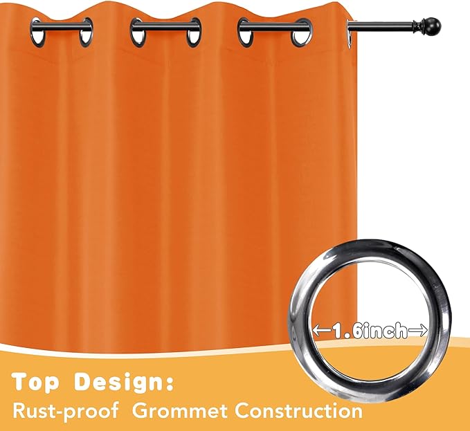 HolidayIdeas Extra Wide Outdoor Curtains for Patio Waterproof, 2 Panels - 110 x 84 Inch - Privacy & Light Filtering Curtains Grommet Outside Curtains for Porch, Gazebo, Backyard (Mecca Orange)