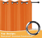 HolidayIdeas Extra Wide Outdoor Curtains for Patio Waterproof, 2 Panels - 110 x 84 Inch - Privacy & Light Filtering Curtains Grommet Outside Curtains for Porch, Gazebo, Backyard (Mecca Orange)