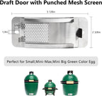 Stainless Steel Draft Door Fit Mini,Small Big Green Egg Kamado Accessories Big Green Egg Parts Screen Replacement Parts for Bottom Vent with Punched Mesh Screen