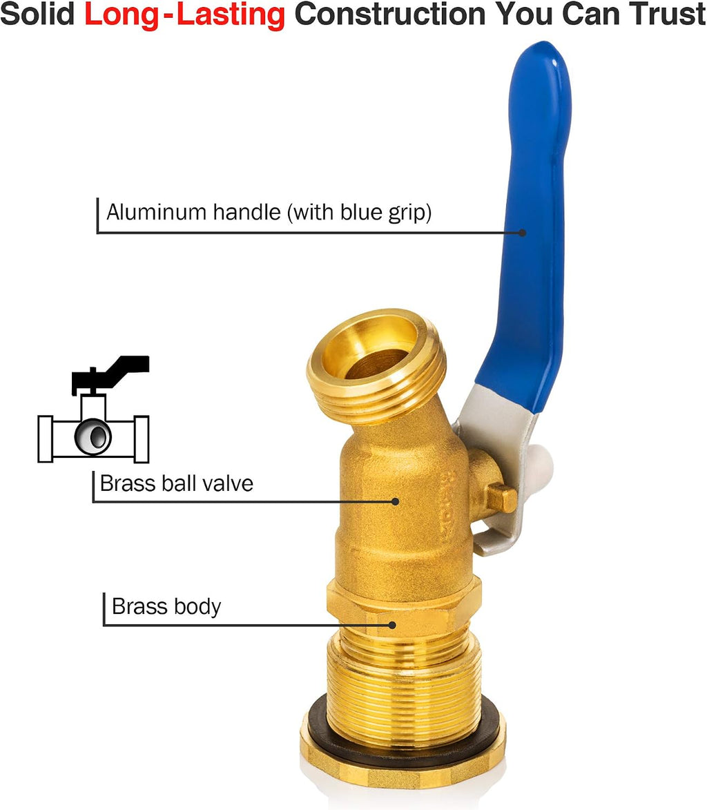 Brass Rain Barrel Spigot Kit. Lead-free Compliant. 3/4 Inch Quarter Turn Ball Valve. Rain Barrel Kit For Any Including 5 55 Gallon Drum Spigot Bucket, with Bulkhead Fitting, Tape