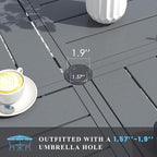 VICLLAX Patio Table and Chair Set of 6, All Weather Metal Round Outdoor Dining Furniture Set-47 Round Outdoor Table and Chairs, Grey Tabletop