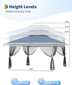 Canopy Tent 13x13 ft, Pop Up Gazebo One-Push Setup with 4 SandBags for Backyard Parties and BBQs, Mosquito Netting & Height Adjustable - Navy Blue