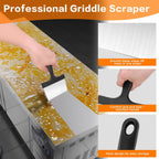 Heavy Duty Grill Scraper, 3-in-1 Stainless Steel Griddle Scraper | Comfort Grip Handle, Griddle Scraper for Blackstone Grill Accessories, Ideal for Flat Top Grill & Outdoor Barbecue Tools