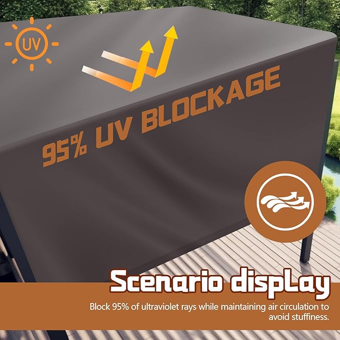 Universal Pergola Replacement Canopy Outdoor Canopy Shade Cover Waterproof Shade Top Cover for Outdoor Patio Porch Backyard(16 x 10 ft,Coffee)
