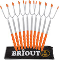 Marshmallow Roasting Sticks 10 Pack Extra Long 45’’ Stainless Telescoping Hot Dog Smores Skewers Kids Safe Barbecue Forks for Campfire, Bonfire and Grill