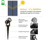Solar Spot Lights Outdoor, Solar Landscape Spotlights IP65 Waterproof 9.8ft Cable,Auto On/Off Outdoor Wall Lights for Garden Yard Driveway Porch Walkway Pool (3000K Warm White)