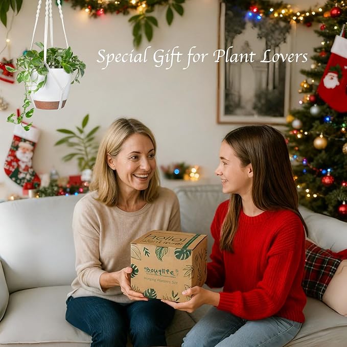 Hanging Planters with Macrame Plant Hangers for Indoor Outdoor Plants 3 Set Self Watering Pots Hanging Baskets Flower Pot Holders 3 Different Size