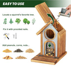 Wooden Squirrel Feeder, Large Capacity Squirrels Feeders for Outside, Sturdy Construction, No Assembly Lovely Chipmunk Feeder for Corn, Peanut, Nuts, Chestnuts (Brown-1pk)