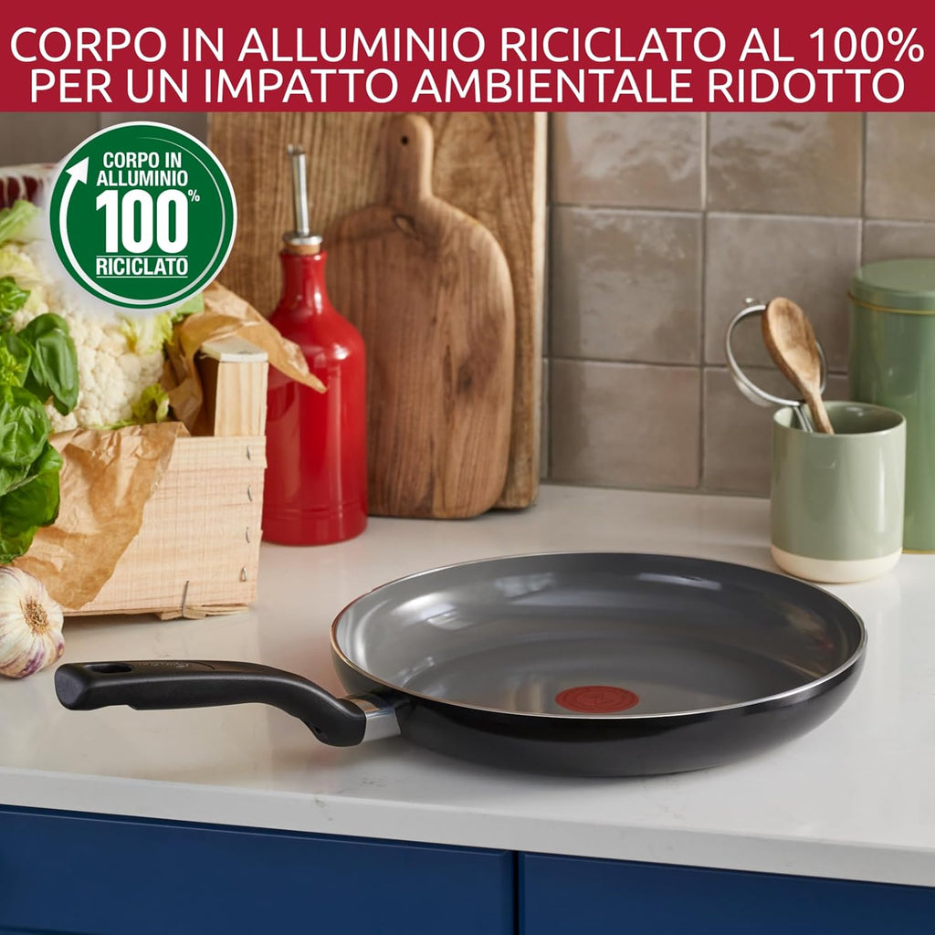 Lagostina Wok Drop 28 cm, Non-Stick Ceramic Coating, Optimal Smoothness, Easy Cleaning, Eco-Friendly, Thermo-Signal, Safe, Induction Compatible