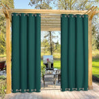 NICETOWN Outdoor Patio Curtain Extra Long Drape 120" L Waterproof/Windproof, Top and Bottom Grommets Blackout Outdoor Drape Privacy Protect for Yard/Porch, 52" W, 1 Panel, Hunter Green
