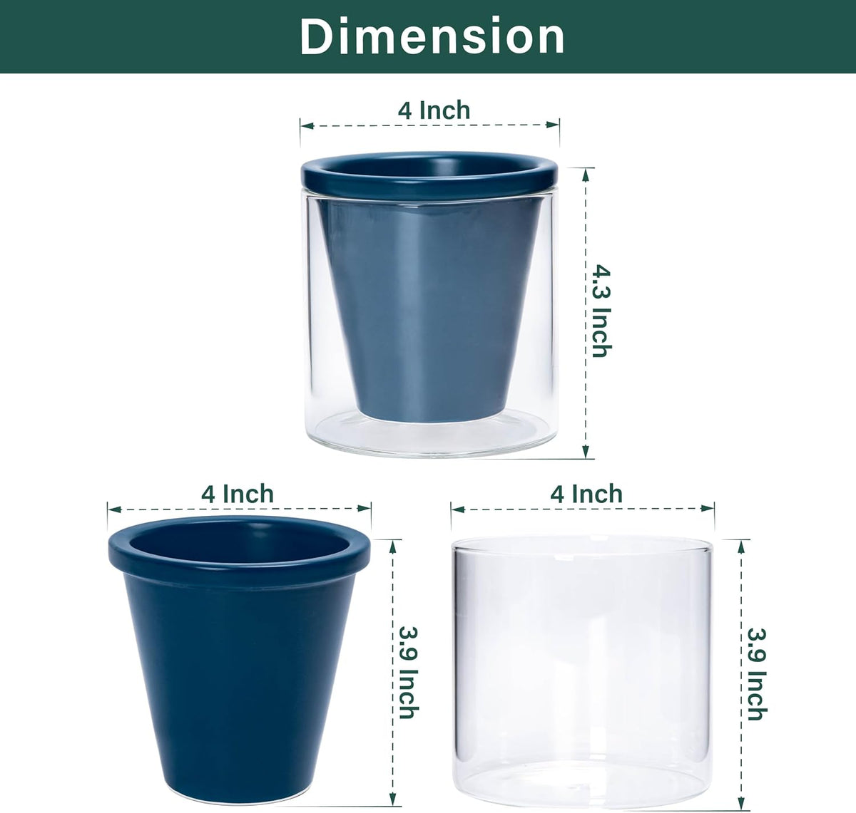 d'vine dev self-watering blue terracotta planter, 4 in shown in use